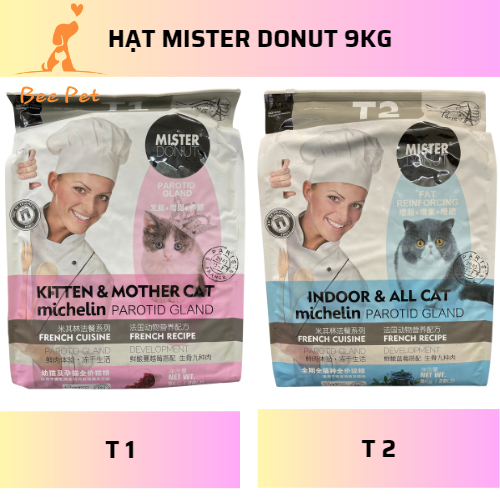 Hạt Mister Donut 9kg - Mister Donut T1, T2 hạt full topping dành cho mèo bầu, mèo con và mèo trưởng thành