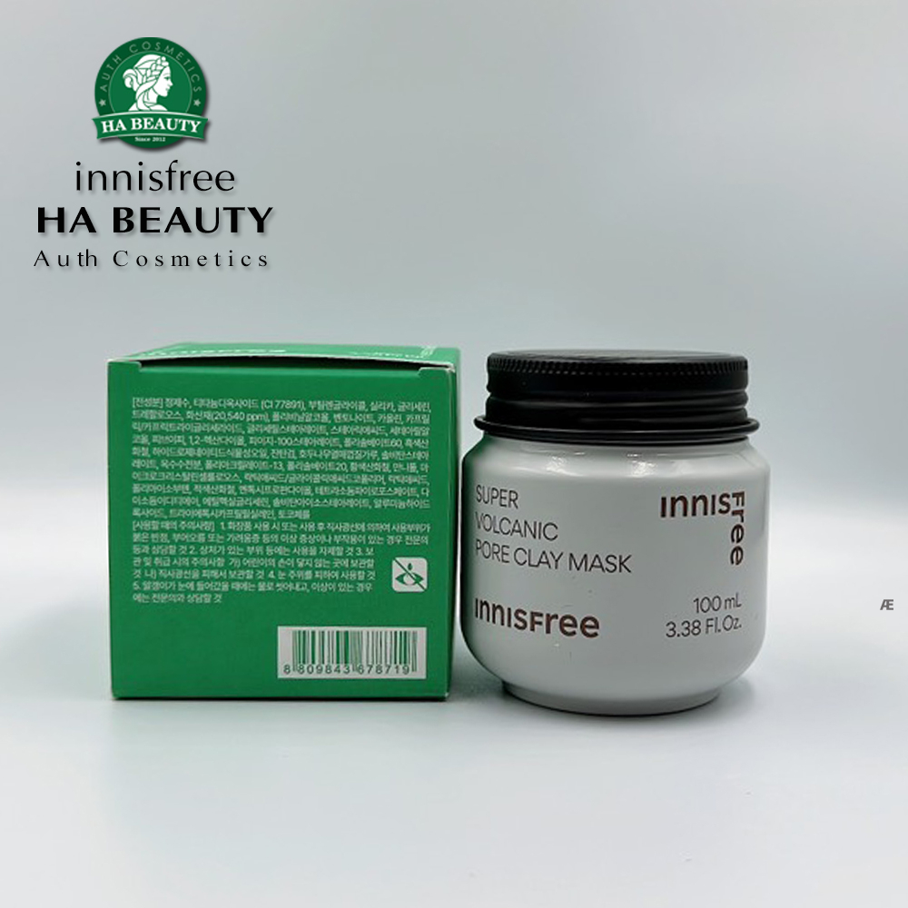 Siêu mặt nạ đất sét đá tro núi lửa hút nhờn se khít lỗ chân long innisfree Super Volcanic Pore Clay Mask 100ml
