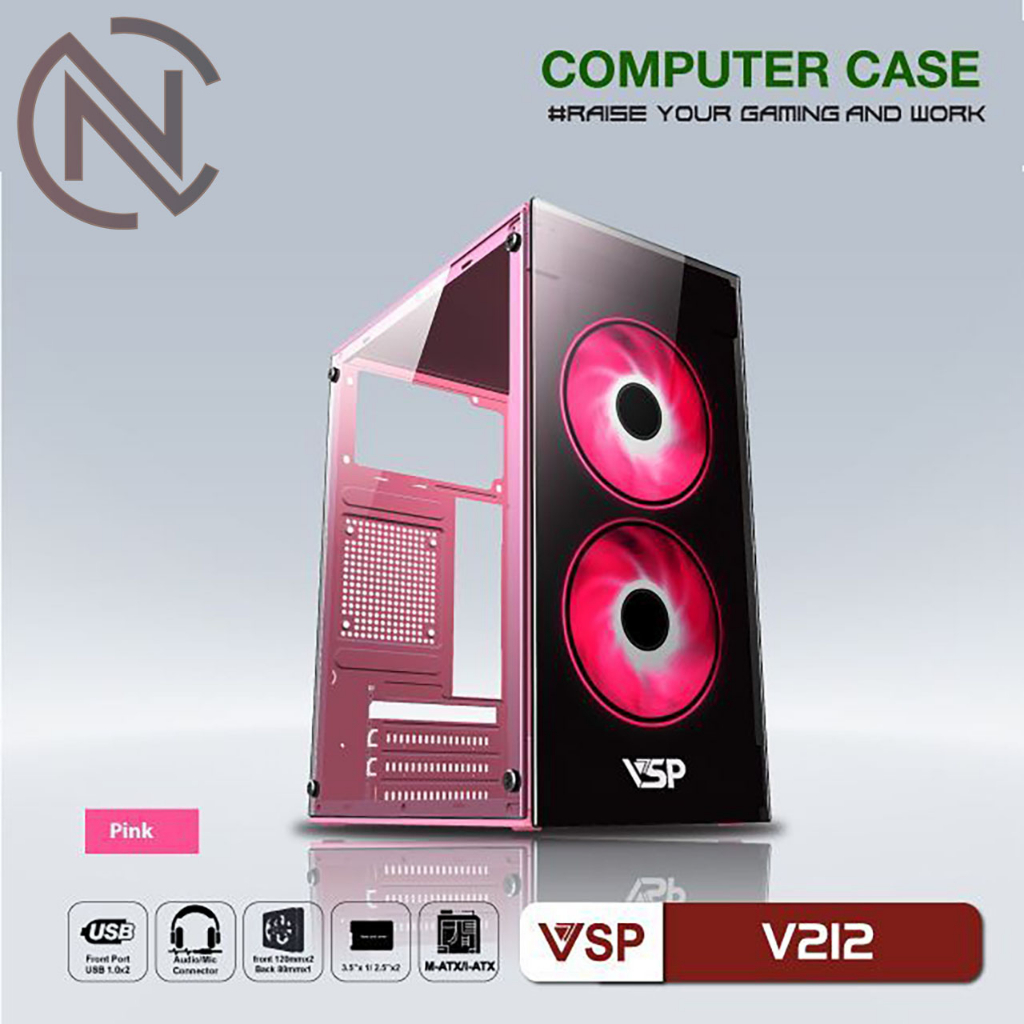 Vỏ máy tính gaming led RGB - Case home and Gaming V212 - Pink