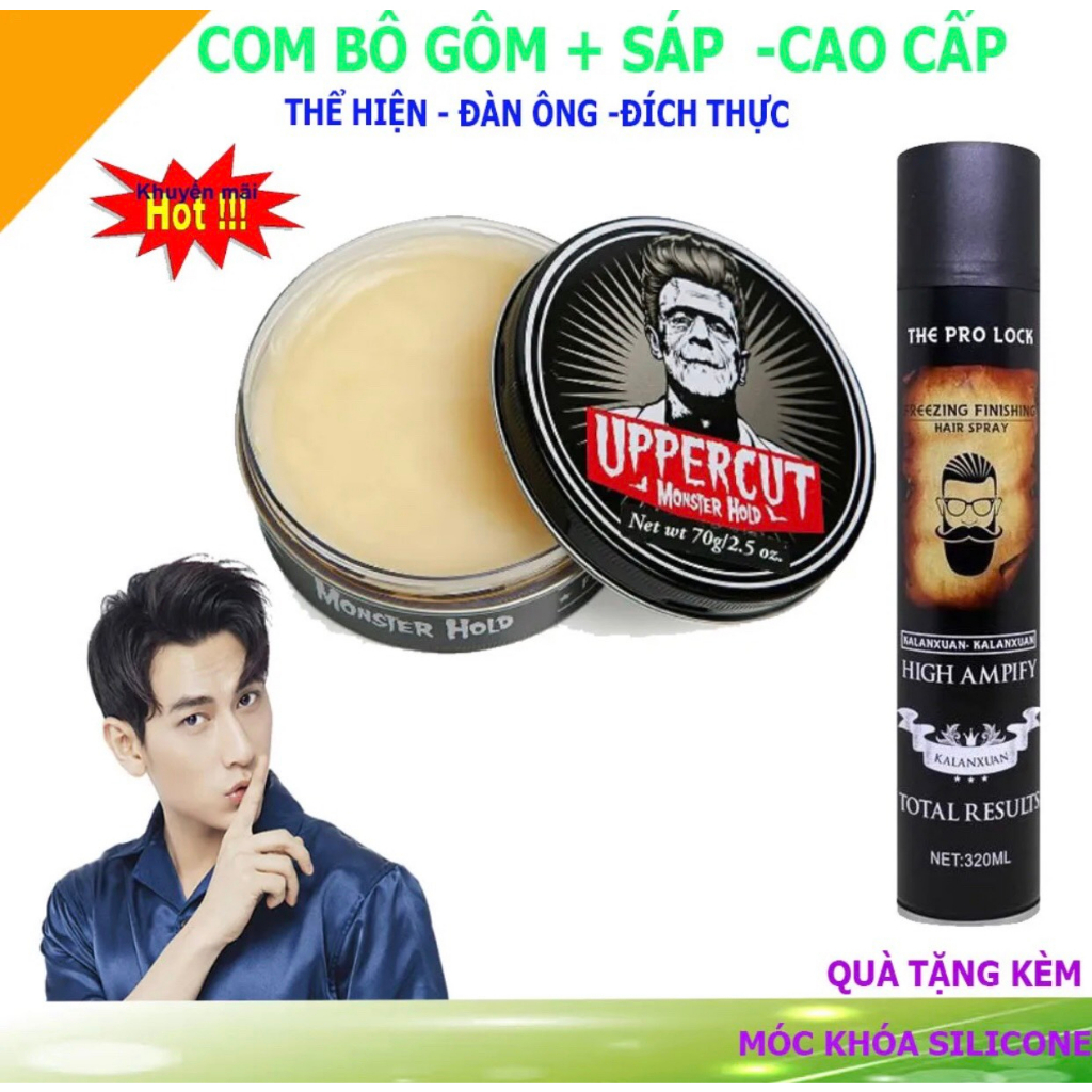 Gôm Xịt Tóc Nam, Combo Gôm Xịt Tóc The Pro Lock sáp vuốt tóc nam,Gôm Và Sáp,Giữ Nếp Lâu Đến 48H, Phong Cách Giới Trẻ (Tặ