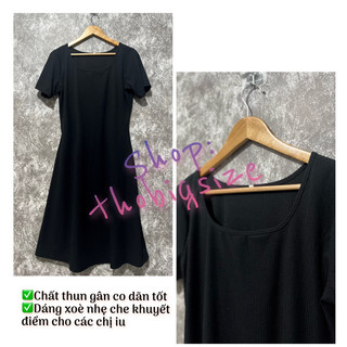 Đầm Bigsize Cổ Vuông Basic 60-95kg ( chất gân co dãn tốt )
