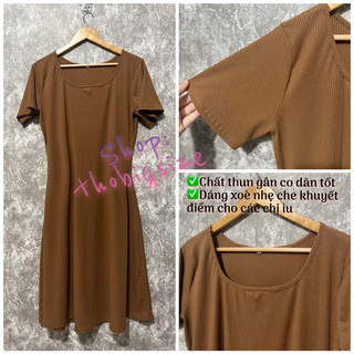 Đầm Bigsize Cổ Vuông Basic 60-95kg ( chất gân co dãn tốt )