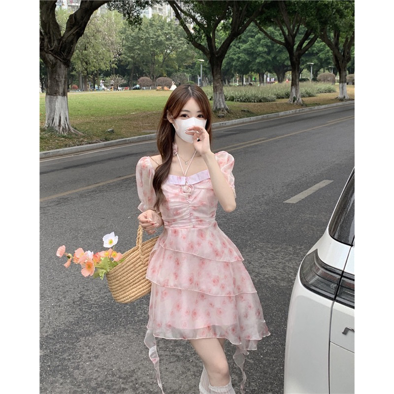 🖤Đầm tiểu thư hoa nhí voan mềm bồng bềnh dễ thương công chúa|Đầm xoè ulzzang ngọt ngào đáng yêu