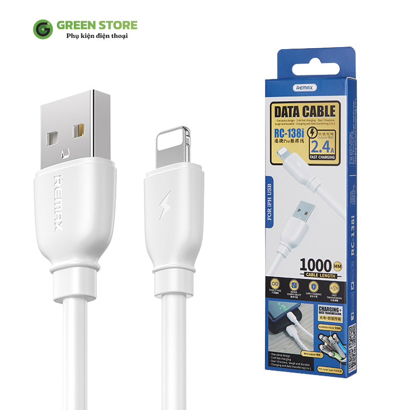 Cáp Sạc Nhanh, Cáp Sạc Remax RC 138 Dây Sạc Nhanh 2.4A Chiều Dài 1m Hàng Chính Hãng