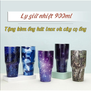 Cốc giữ nhiệt 900ml,Ly giữ nhiệt Thái Lan cỡ lớn 900ml Tặng Ống hút + Thanh cọ rửa ống. Bình cốc uống nước Inox 304