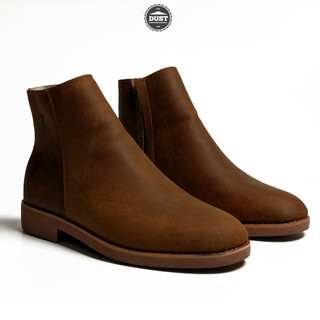 Giày Chelsea Zip Boots Crazy Horse Brown cao cổ da bò sáp ngựa điên cao cấp chất lượng tốt