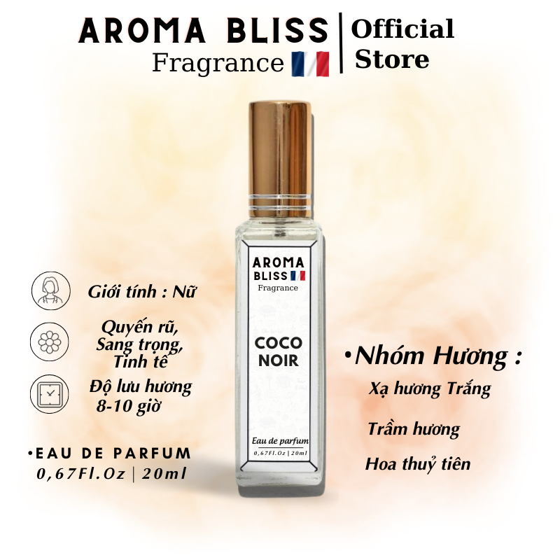 Nước Hoa Nữ CoCo Noir chính hãng Aroma Bliss Phong Cách Quyến rũ, Sang trọng, Bí ẩn Thể Tích 20ml