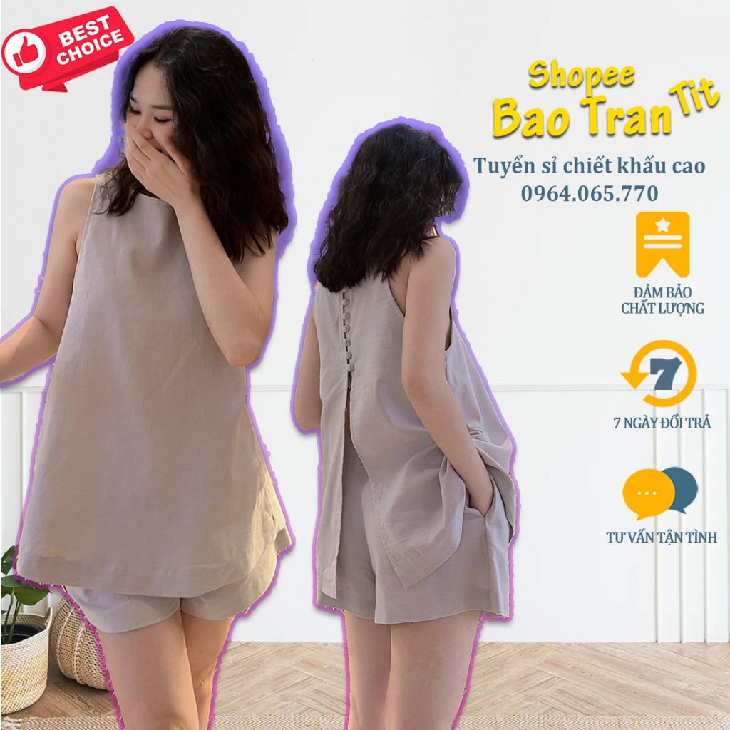 Set áo cổ yếm xẻ tà lưng short - Kho tuyển sỉ ưu đãi chiết khấu tốt