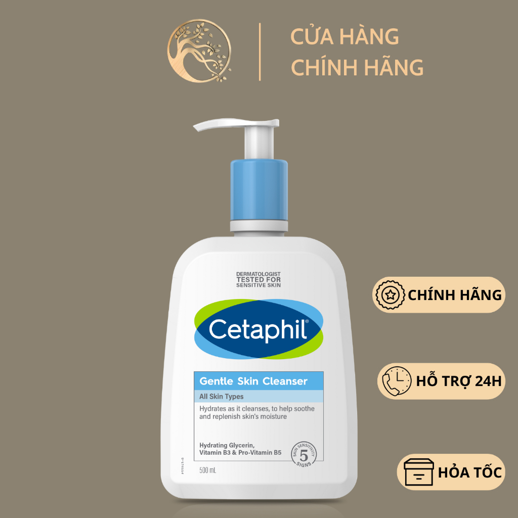 Sữa Rửa Mặt Cetaphil Gentle Skin Cleanser 500ml sạch dịu nhẹ, ngừa mụn, không xà phòng,KHÔNG XÀ PHÒNG CHO MỌI LOẠI DA Là