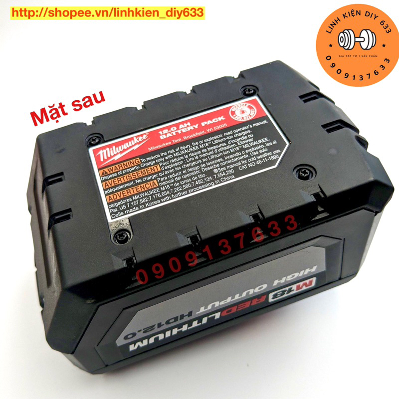 Vỏ mạch Milwaukee 18V-12AH 15 cell nhận sạc zin