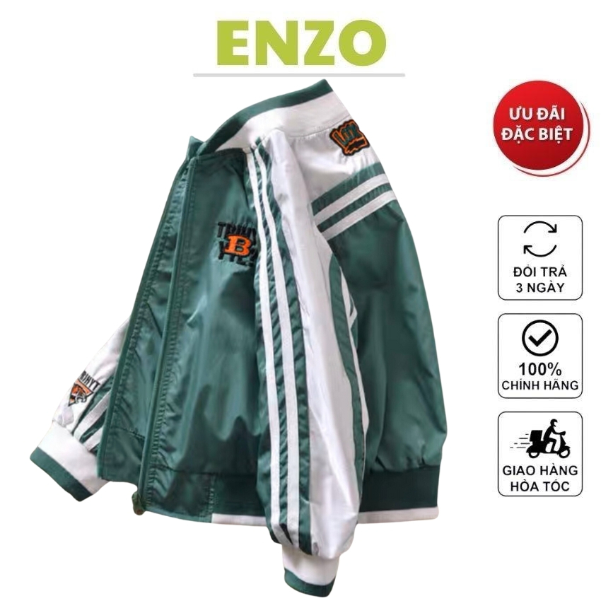 Áo khoác dù 3 sọc nam nữ form rộng cổ đứng chất vải dù gió 2 lớp cao cấp _ ENZO AD 100
