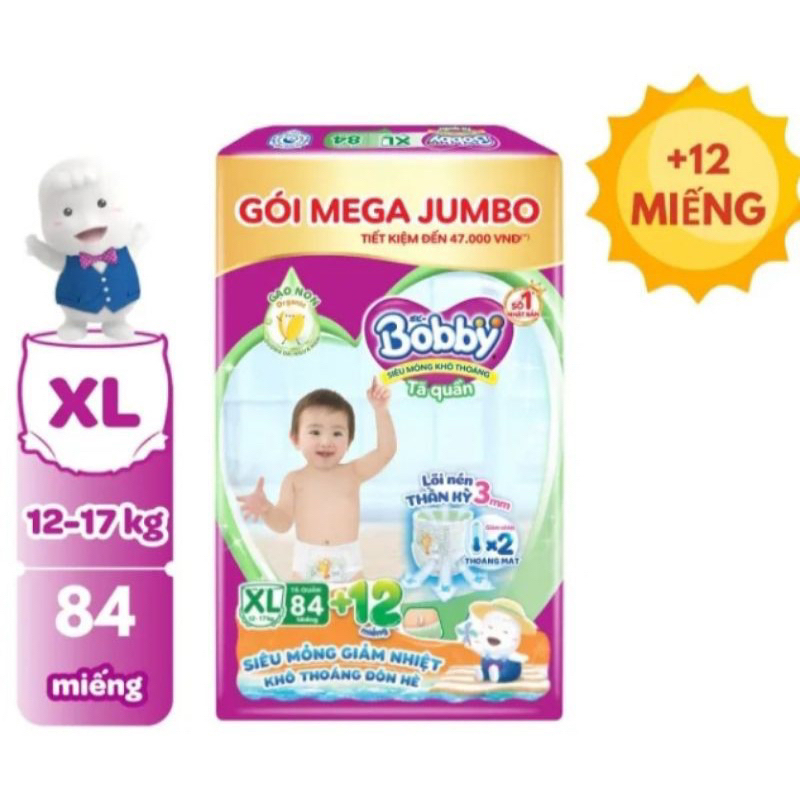 [Tặng 12 quần] TÃ QUẦN MEGA JUMBO M120/M112+12/L96+12/XL84+12/XXL76+12