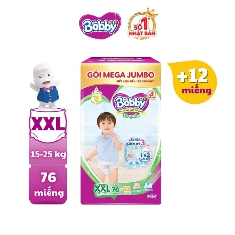 [Tặng 12 quần] TÃ QUẦN MEGA JUMBO M120/M112+12/L96+12/XL84+12/XXL76+12