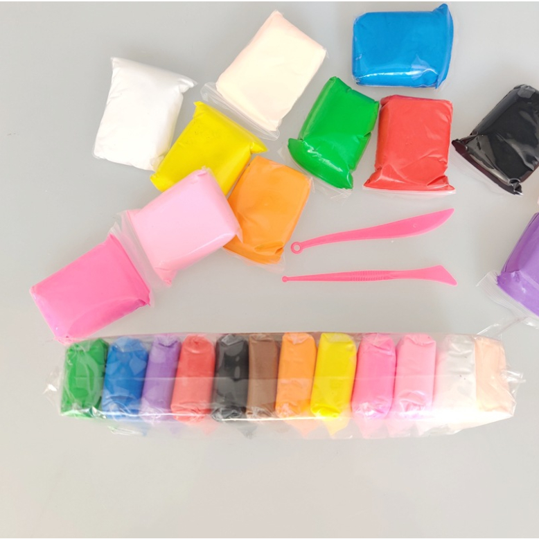 Combo 12 màu đất sét an toàn nặn hình cao cấp siêu nhẹ dành cho bé làm butter slime trang trí