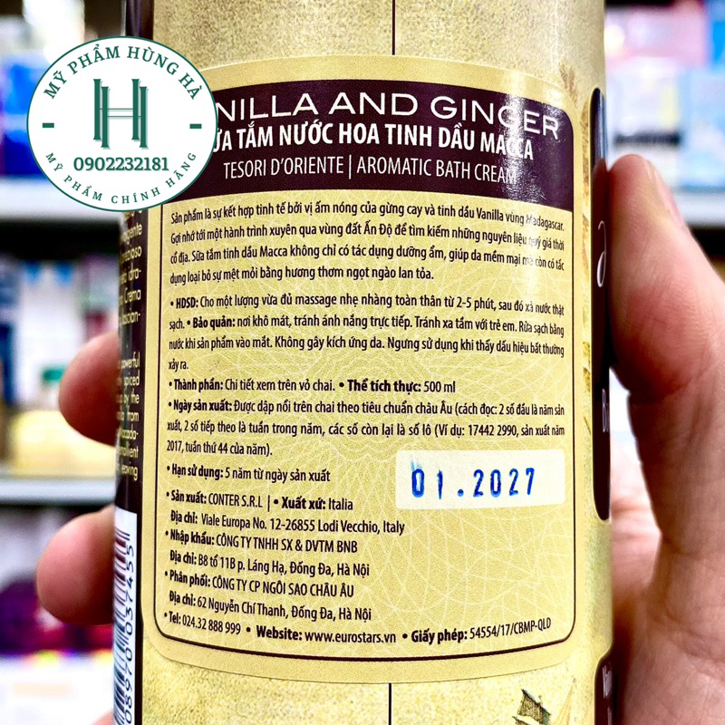 Sữa tắm Tesori, tắm xích nước hoa, tinh dầu Macca Ý 500ml