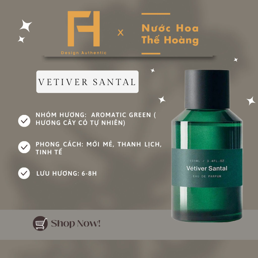 Nước hoa nam Vetiver Santal EDP chiết 10ml, 20ml - Nước Hoa Thế Hoàng
