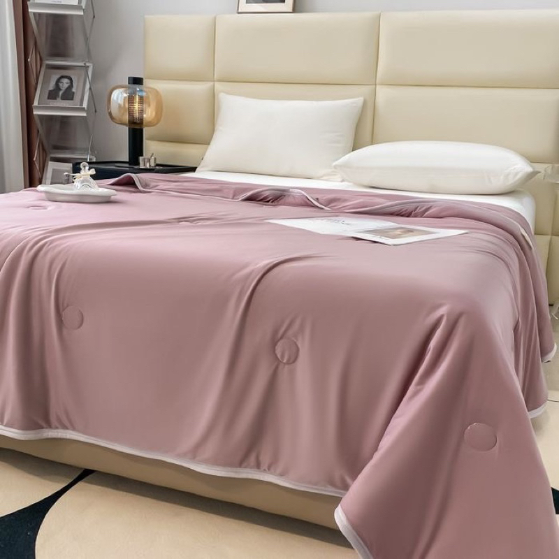 Chăn thun lạnh latex nội địa trung Bên trong là lớp bông sơ đậu nành Hai mặt chăn là vải thun lụa băng Organic siêu mềm