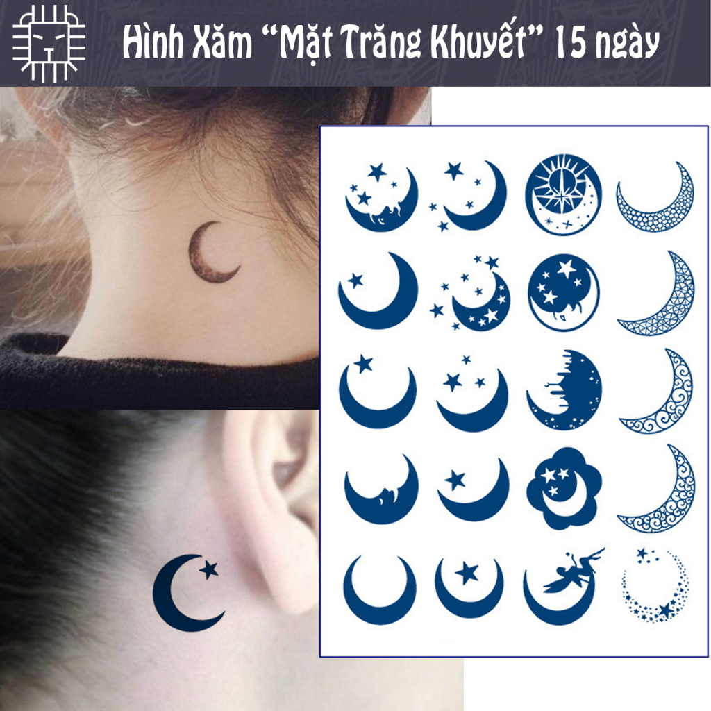 Hình Xăm Dán 15 Ngày Mặt Trăng Khuyết LEO TATTOO (18x11cm)