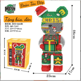 Xếp Hình 46cm loại mới nâng cấp ,lắp ráp mô hình  Gấu Bearbrick noel Christmas cỡ lớn 46cm noel Christmas ôm quà