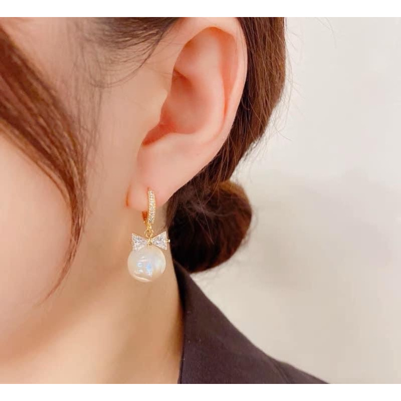 bông tai ngọc trai nhân tạo bạc 925 si vàng 18k