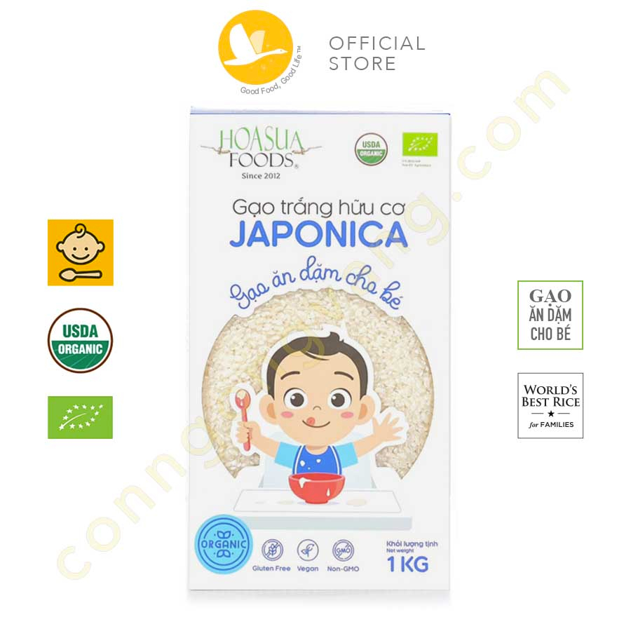 Gạo Nhật (Japonica) hữu cơ chuyên làm sushi, cơm nướng, hầm cháo cho bé - Hộp 1kg