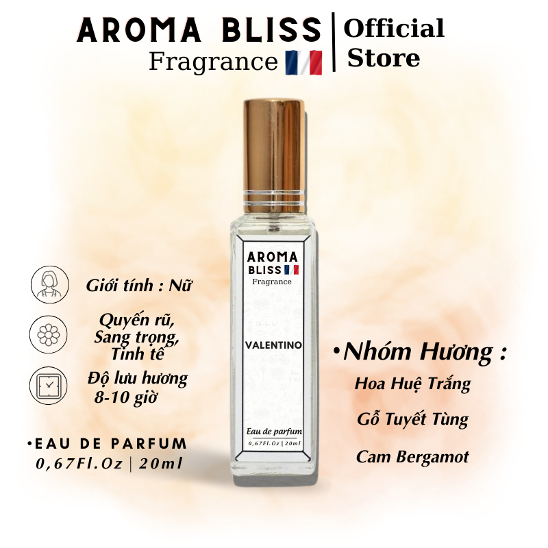 Nước Hoa Nữ VALENTINO EDP Chính hãng Aroma Bliss Phong cách Tinh tế, Thanh lịch, Gợi cảm thể tích 20ml