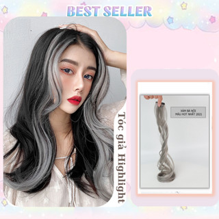 Tóc giả kẹp highlight Xoăn dài 60cm - Tóc Light Giả Kẹp màu xám khói Xoăn phong cách Hàn Quốc - 51