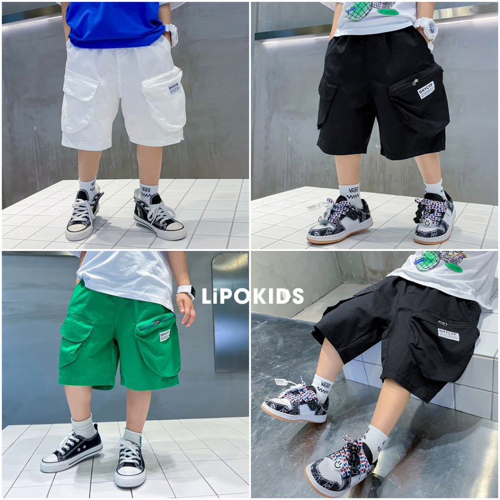 Quần short bé trai kaki size đại, Quần đùi lửng cho bé size 4 5 6 7 8 10 12 14 16 tuổi túi hộp OQ055 Lipokids