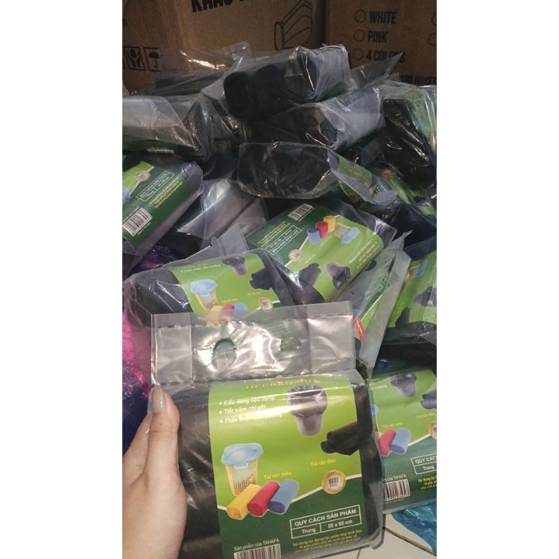 sét 3 cuộn rác size trung màu đen