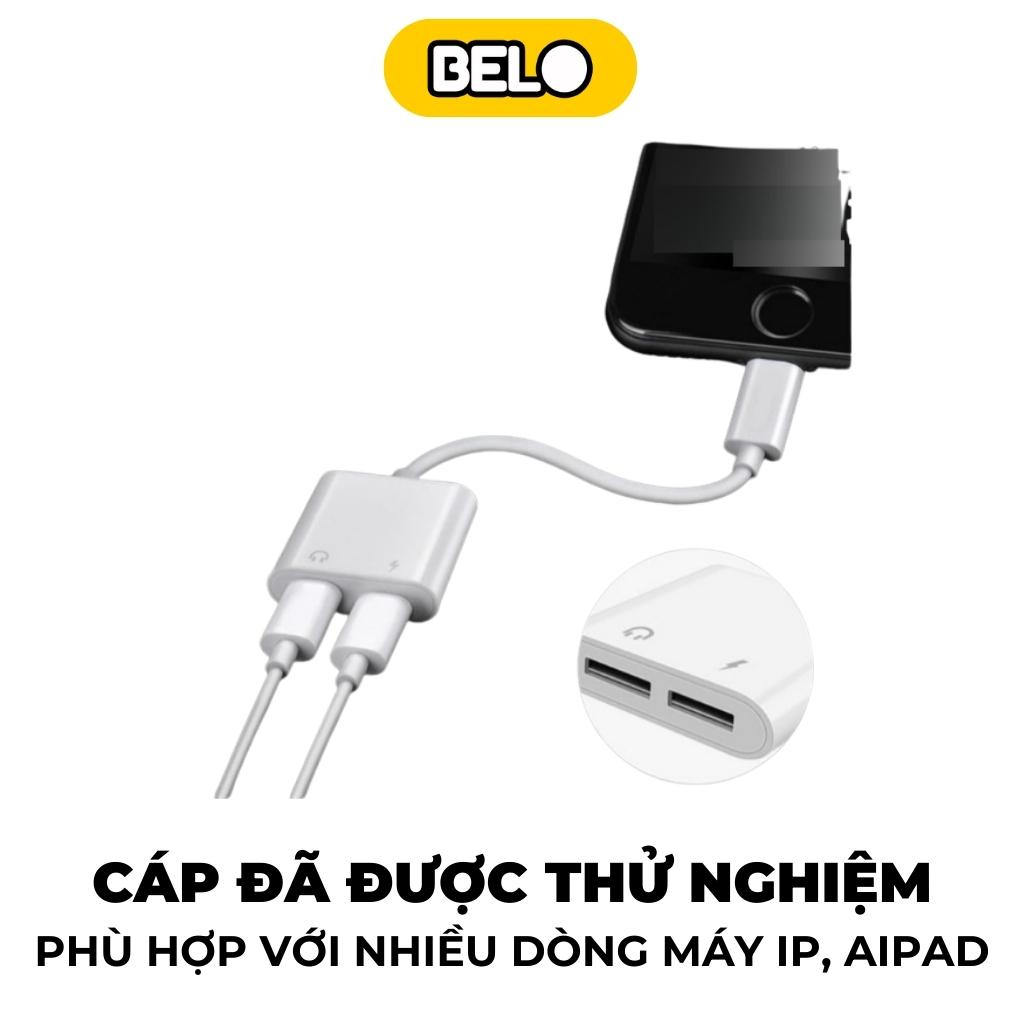 Jack chuyển đổi tai nghe, cáp chuyển đổi 2in1 laining sang 2 chân laining vừa sạc vừa nghe nhạc -Belo