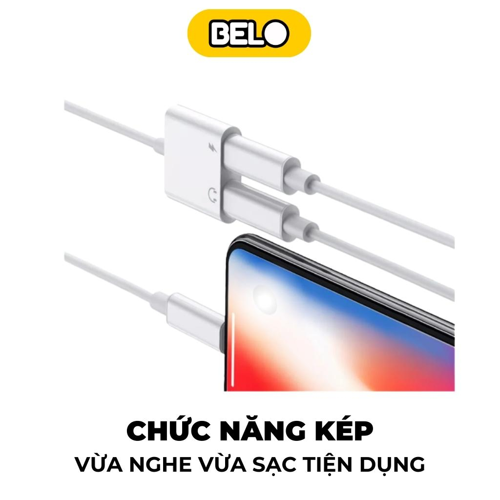 Jack chuyển đổi tai nghe, cáp chuyển đổi 2in1 laining sang 2 chân laining vừa sạc vừa nghe nhạc -Belo