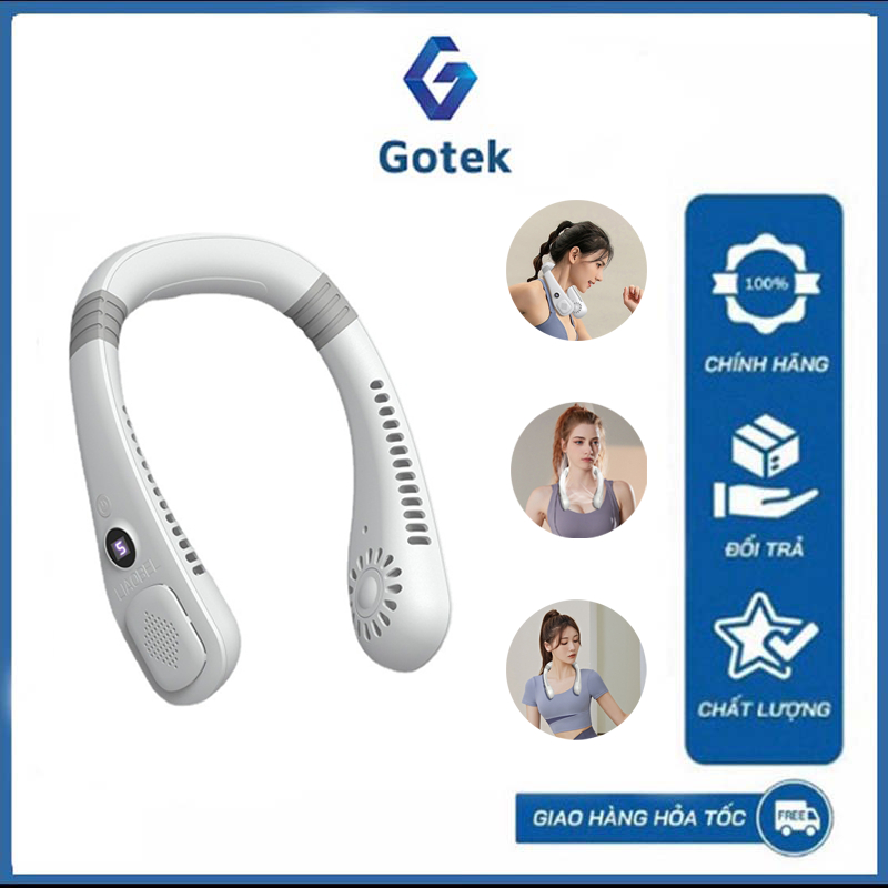 Quạt Mini Đeo Cổ Không Cánh YCG-23 Tích Điện 5 Cấp Độ Màn Hình Đèn Led Quạt Điều Hòa Mini Thiết Kế Gọn Nhẹ Pin Trâu