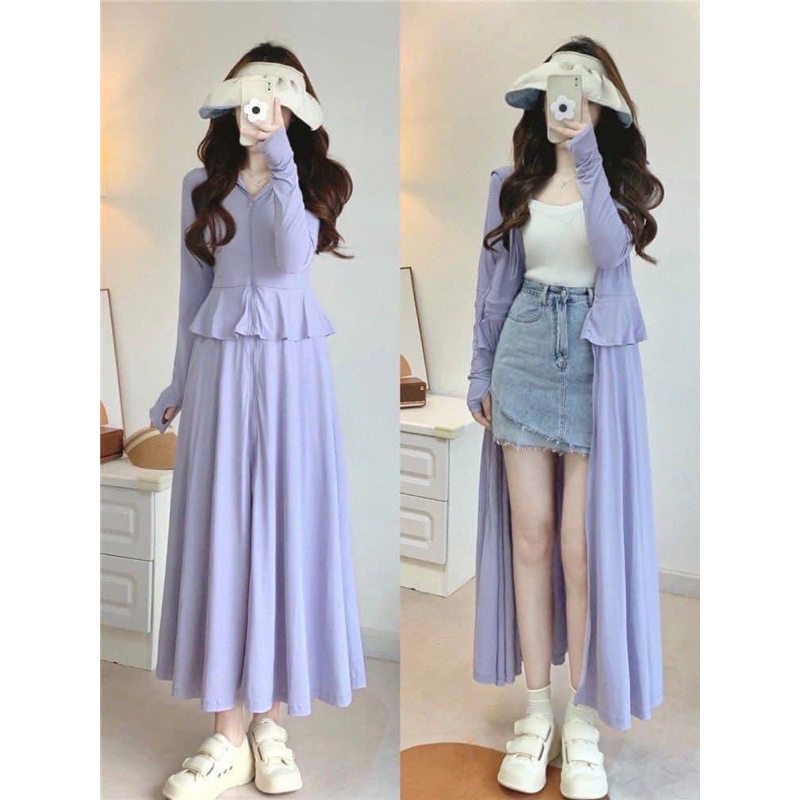 áo nắng dáng dài có thể tách rời ( chất áo nắng mát và chống tia UV)