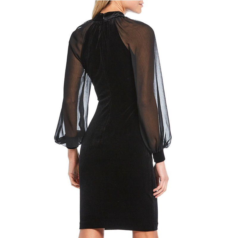 Đầm nhung Calvin Klein big size xuất dư vải nhung tay phối chiffon