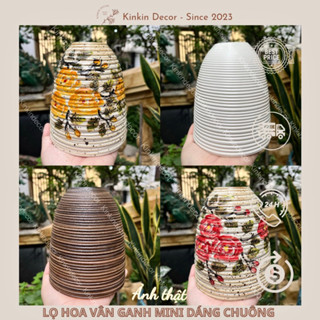  Lọ hoa dáng chuông mini decor vân ganh gốm sứ Bát Tràng 