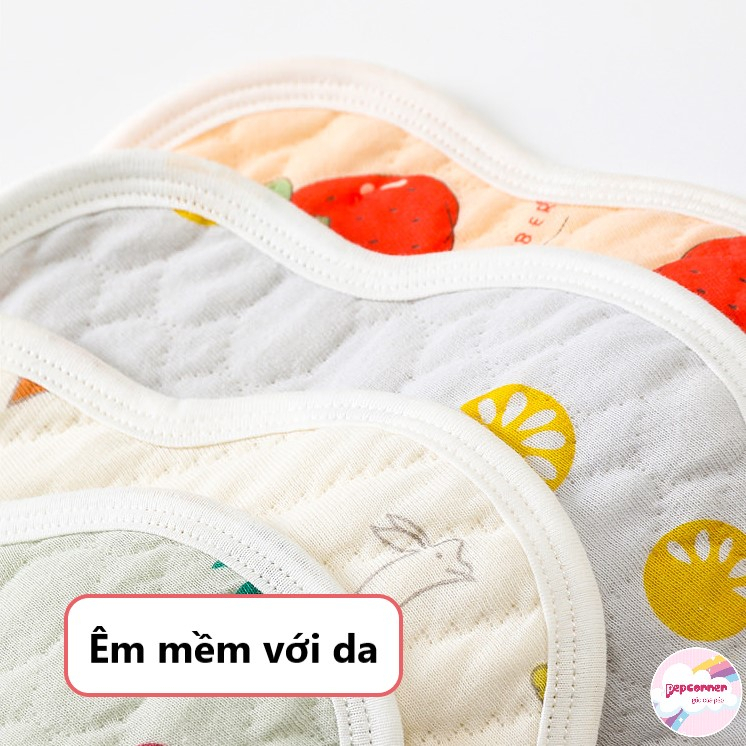 Yếm tròn hoa xoay 360° chống thấm chất liệu cotton dày dặn mềm mại êm ái cho bé