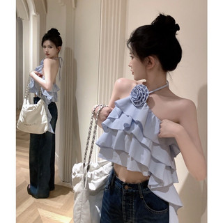 Áo croptop yếm dây tầng bèo ( Kèm hình thật )