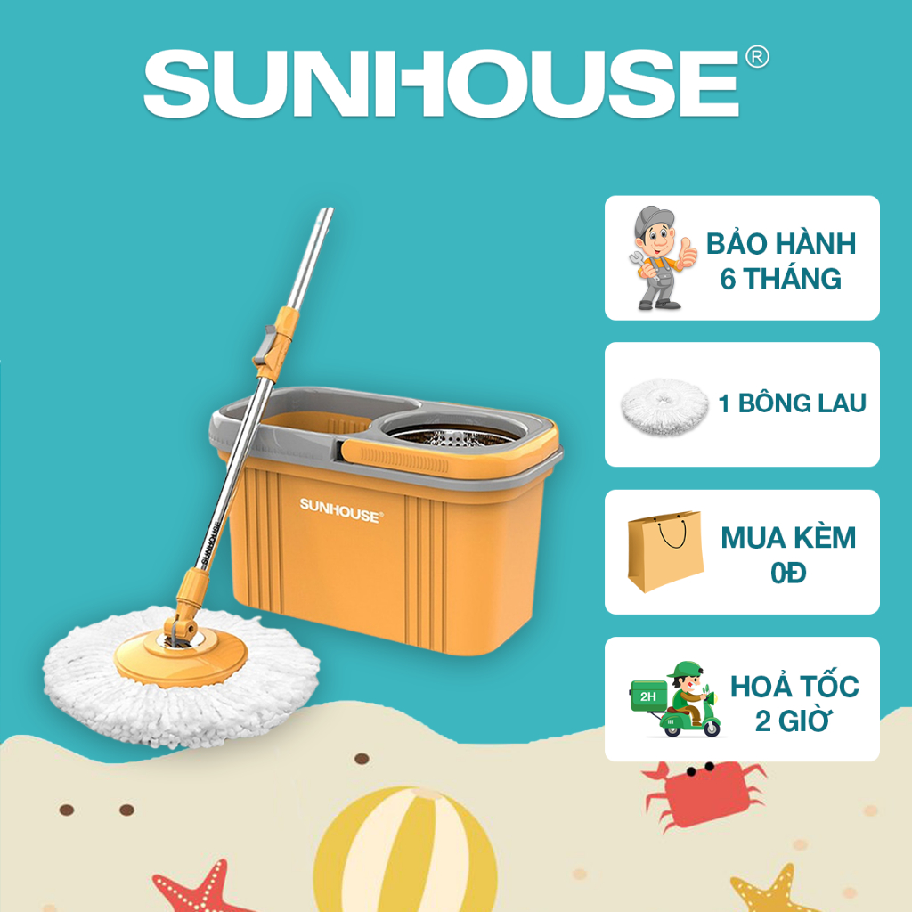 Bộ lau nhà xoay 360 độ SUNHOUSE KS-CL350PO - Bảo hành chính hãng 6 tháng