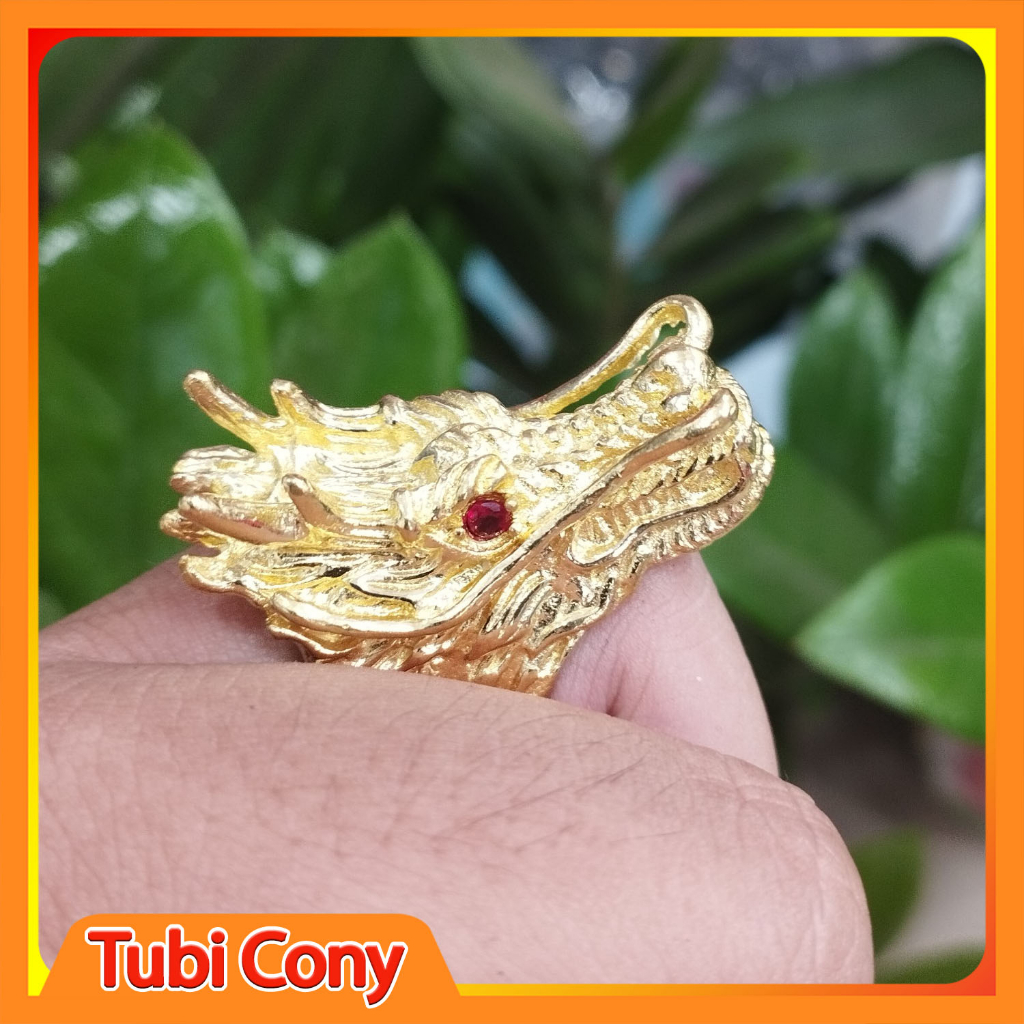 Nhẫn nam đầu rồng mắt đỏ mạ vàng N10423 - Bền Màu - Phong Thủy