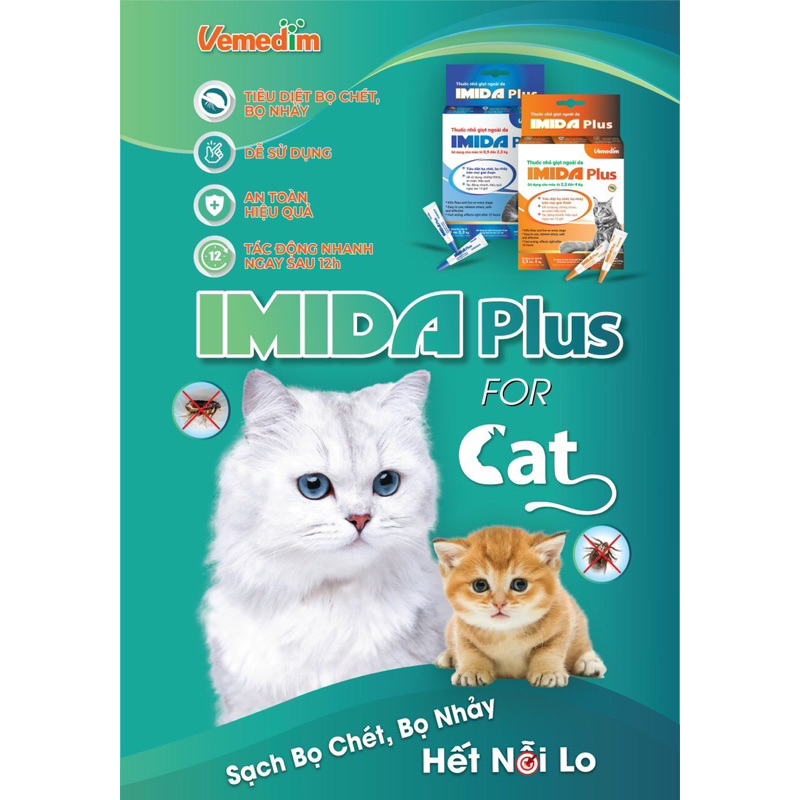 IMIDA Plus nhỏ gáy ve bọ chét cho mèo đủ size 0.9 - 4kg_meobeo