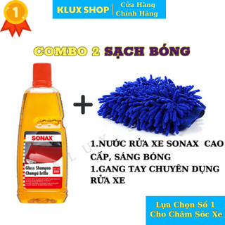 Chai nước rửa xe ô tô mô tô Sonax 1L + Găng rửa xe chuyên dụng, vệ sinh nhanh gọn, tiết kiệm