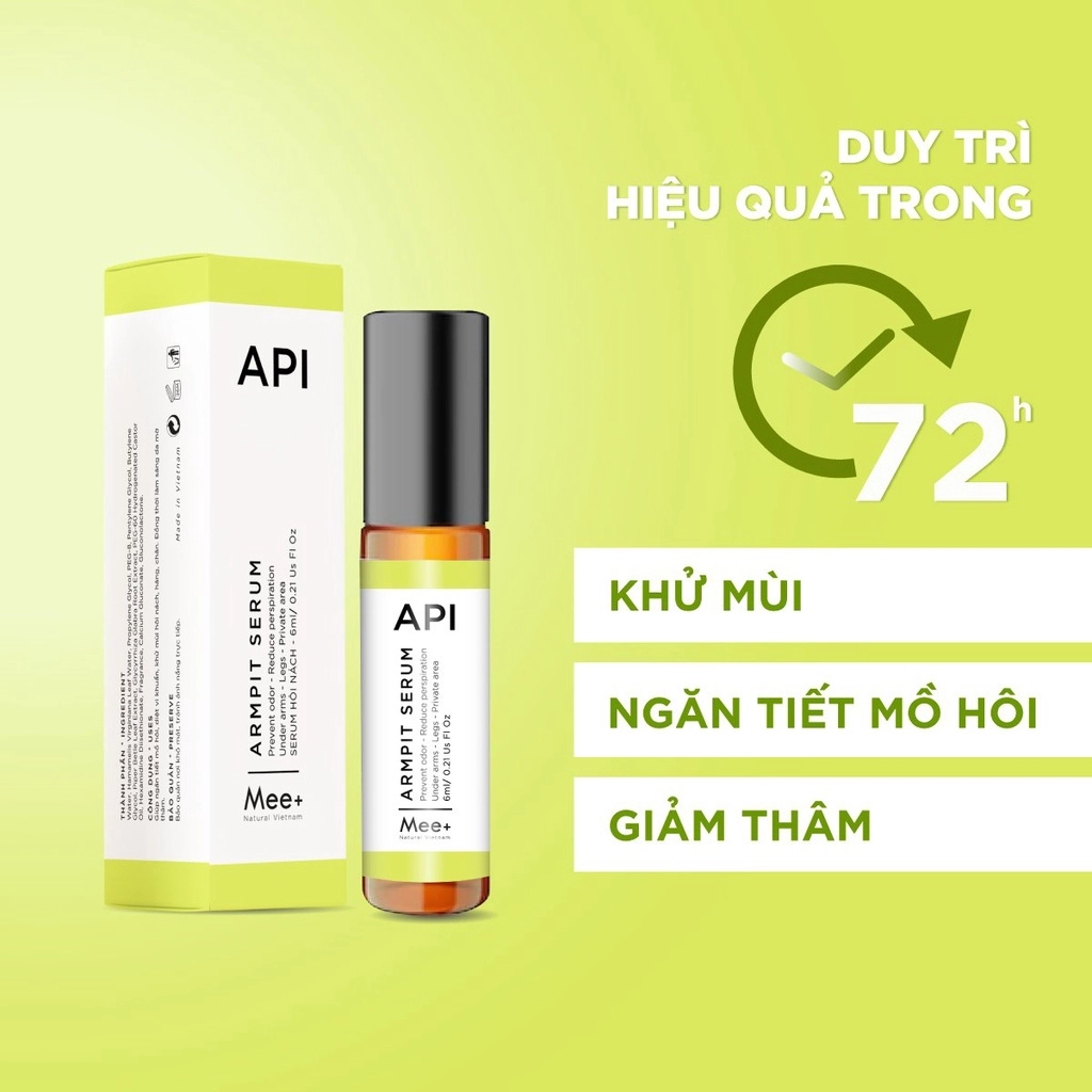 Son nách API, Serum hôi nách API, Lăn khử mùi hôi nách hiệu quả 72h dưỡng trắng giảm nách 10ml