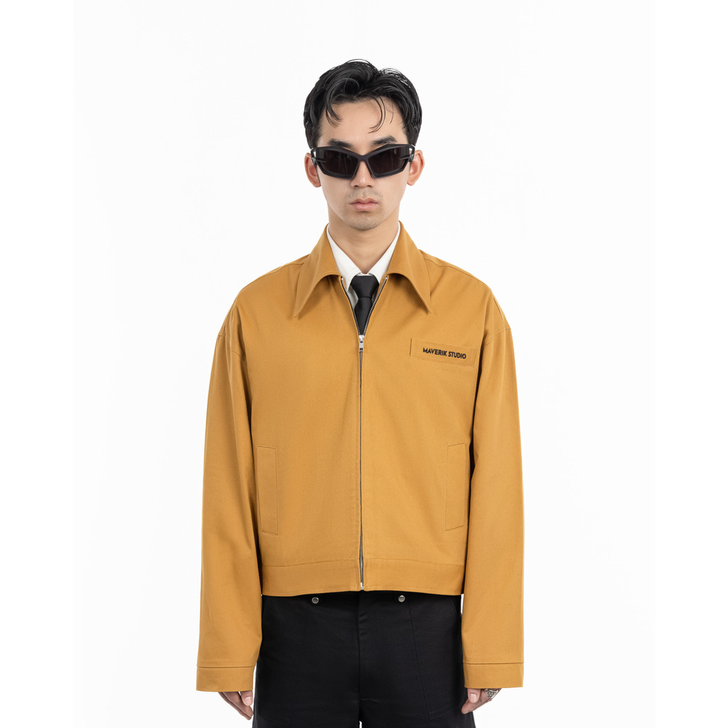Áo khoác Maverik form Crop Nâu Vàng