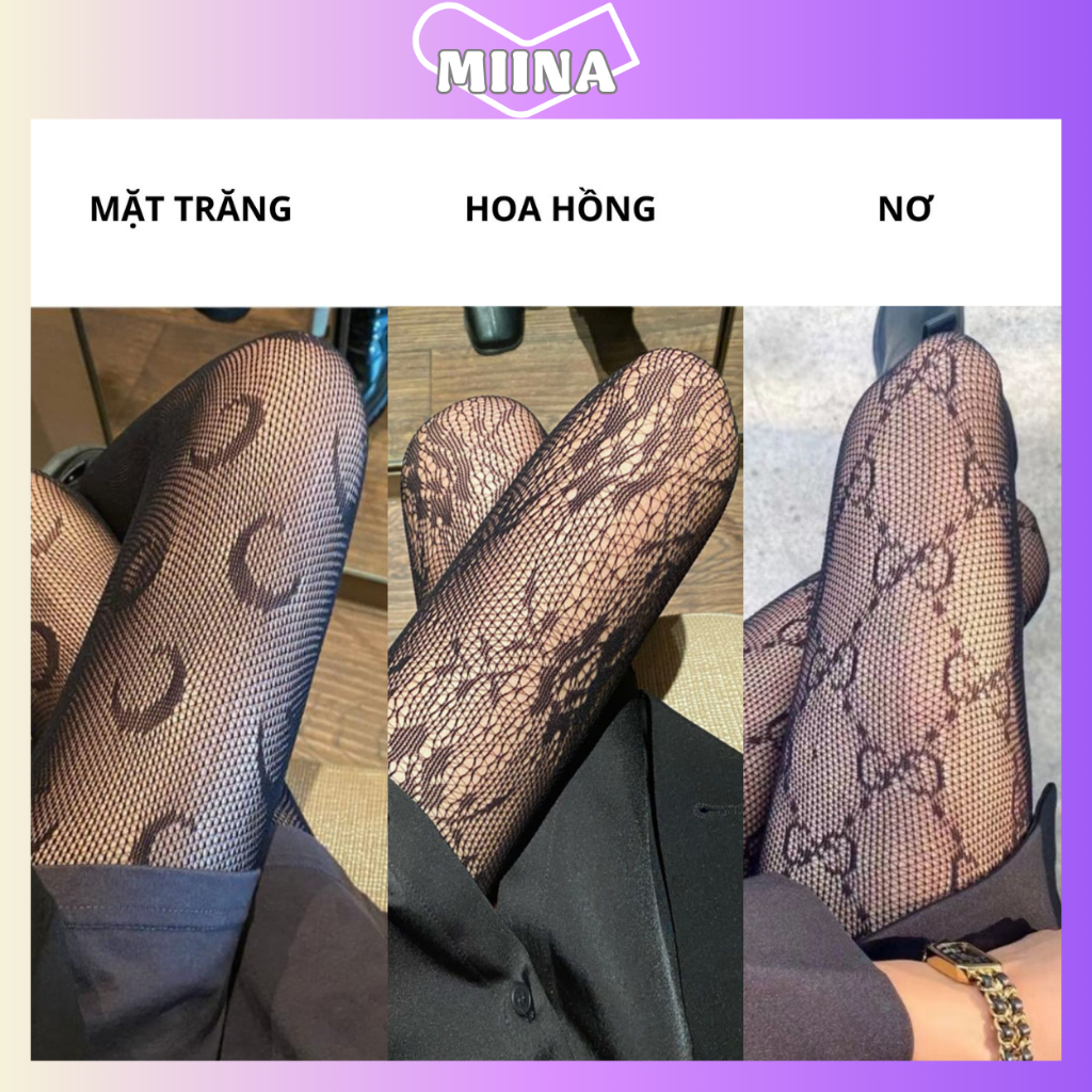 Quần Tất Vớ Lưới Trắng Đen Phong Cách Gothic Hoạ Tiết Quyến Rũ Thon Gọn Chân Siêu Dai Co Giãn Dễ Phối Đồ T080-Miina