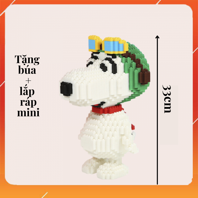 Đồ chơi lắp ráp chó Snoopy size 35cm TẶNG búa + lắp ráp mini, quà tặng bạn, sinh nhật