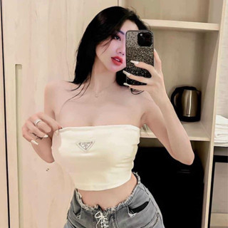 Áo ống croptop đính logo siêu xinh, áo quây nữ mùa hè