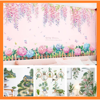 Decal dán tường phòng khách, giấy dán tường phòng ngủ, decal dán tường 3d, hình dán tường cây xanh