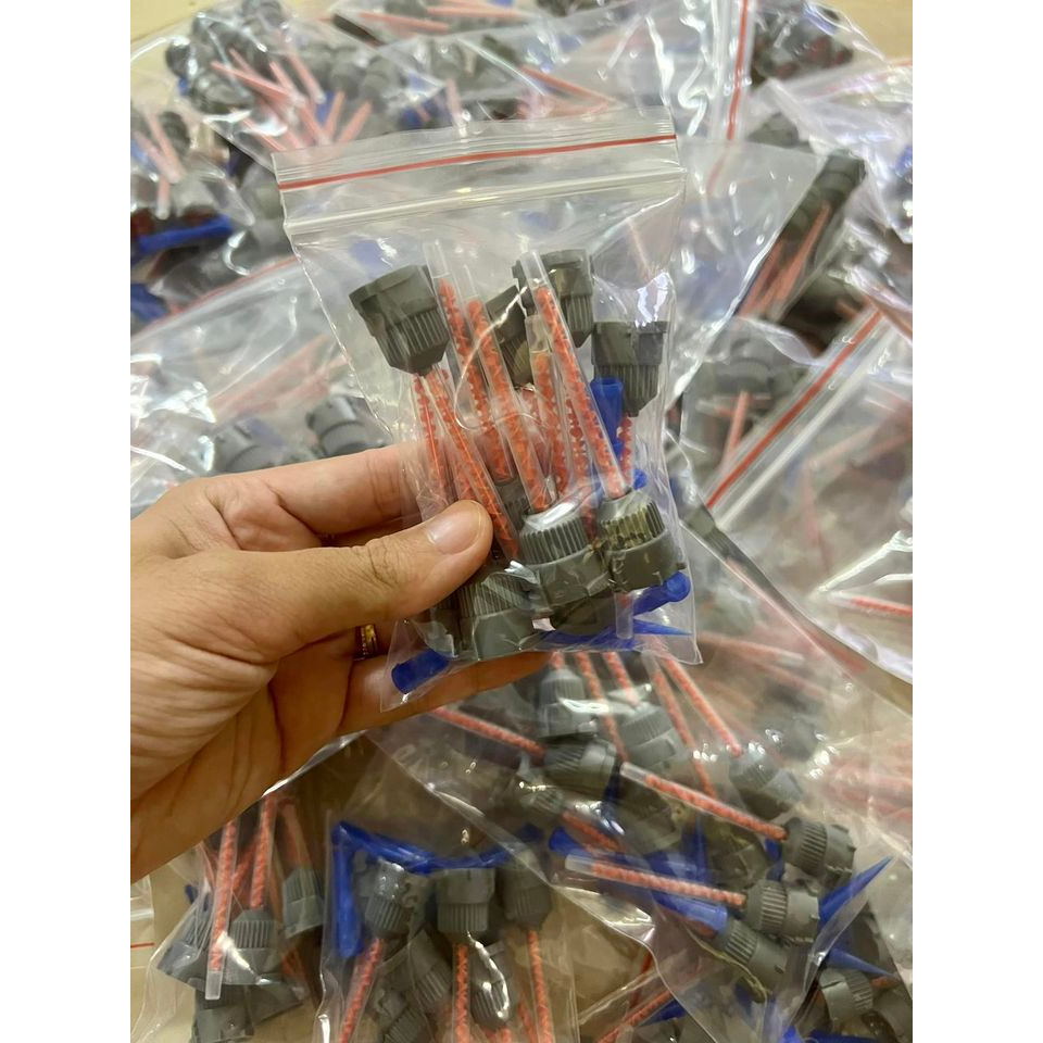 (LPK Tiến Anh) Set 10 đầu trộn keo 2 thành phần kèm đầu kim xanh