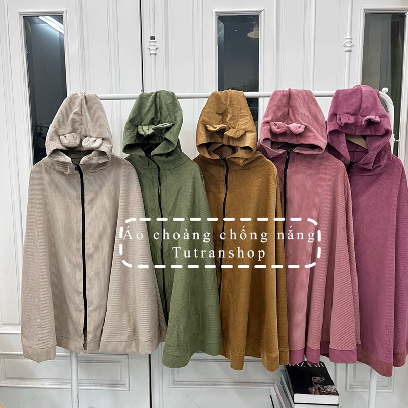 Áo choàng chống nắng Nhung tăm cotton siêu dầy
