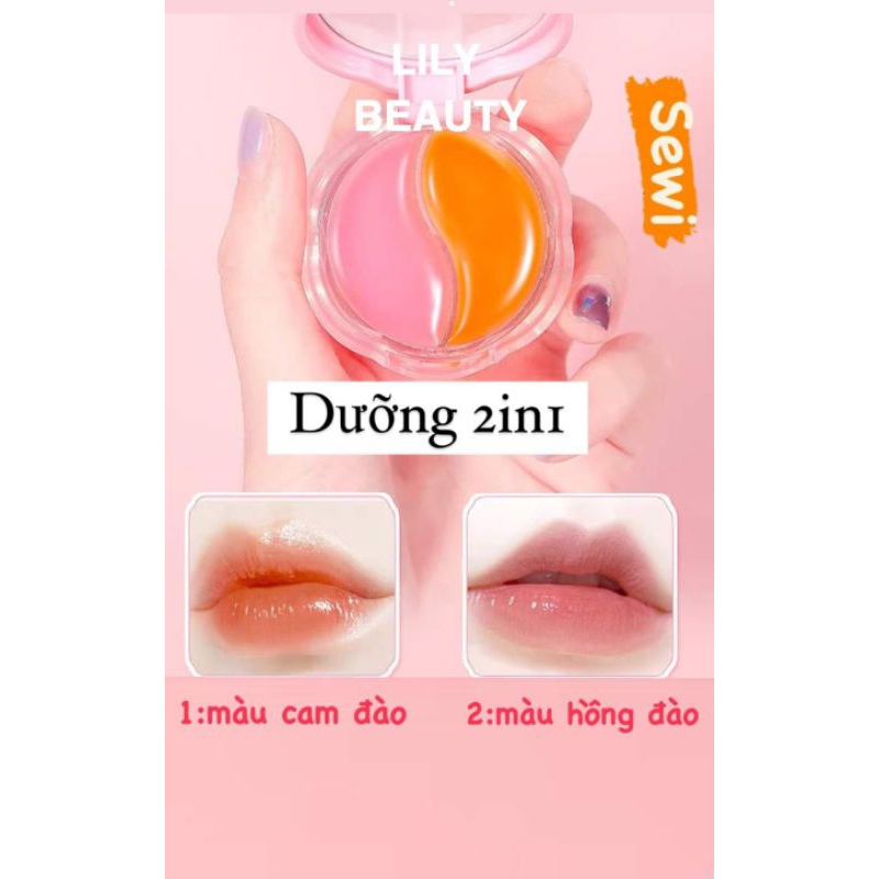 Son Dưỡng Môi 2 Ngăn Collagen Giảm Thâm, Kích Màu Môi Sau Phun Xăm, Dưỡng Môi Căng Bóng, Mềm Mượt